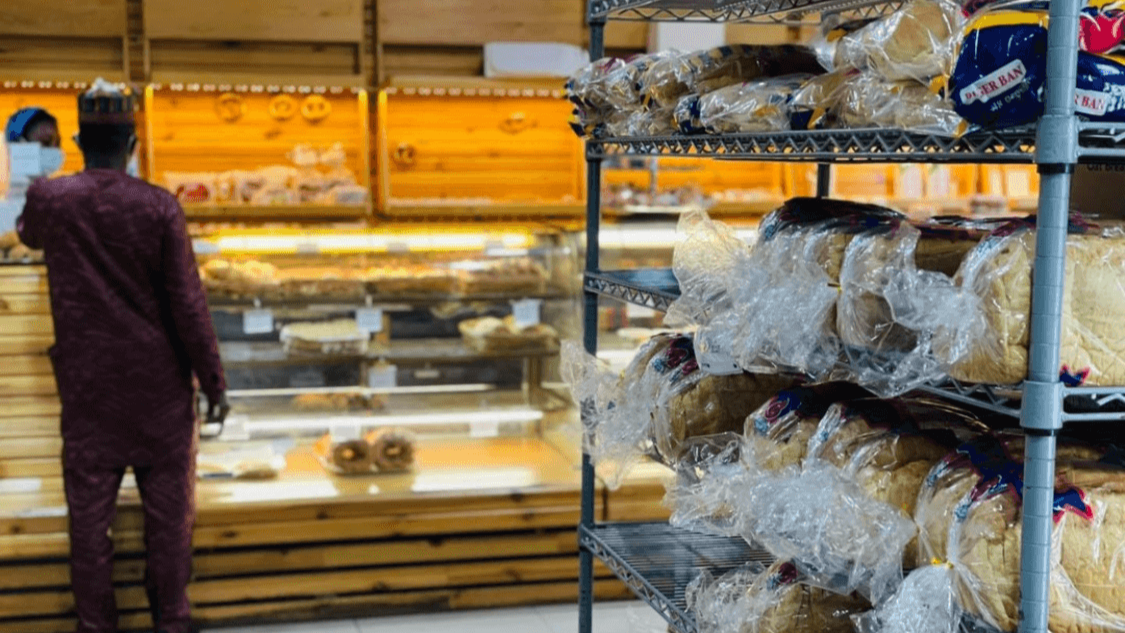 Hot, fresh Levantine Manouche flatbread being baked to order at Dunes Center Bakery, Maitama.